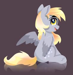 Size: 1953x1981 | Tagged: safe, artist:rysunkowasucharia, derpy hooves, pegasus, pony, g4, female, mare, reflection, sitting, solo, two toned wings, wings