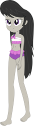 Size: 3271x11967 | Tagged: safe, artist:marcorulezzz, octavia melody, equestria girls, equestria girls series, x marks the spot, bare shoulders, barefoot, bikini, bikini babe, bow, clothes, cute, feet, female, frilled swimsuit, legs, lidded eyes, midriff, simple background, smiling, solo, swimsuit, tavibetes, transparent background, tricolor swimsuit, vector, walking