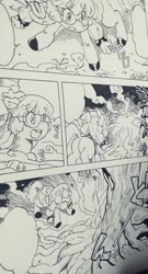 Size: 1110x2048 | Tagged: safe, artist:jirousan, oc, oc only, pony, comic, glasses, japanese, monochrome, traditional art, wip