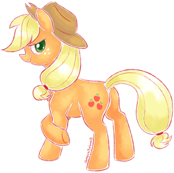 Size: 600x598 | Tagged: safe, artist:vampireselene13, applejack, earth pony, pony, g4, butt, female, looking at you, looking back, looking back at you, mare, plot, simple background, solo, white background