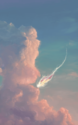 Size: 1078x1728 | Tagged: safe, artist:vvolllovv, fluttershy, pegasus, pony, g4, cloud, colored, female, flying, scenery, sky, solo