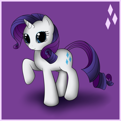 Size: 1000x1000 | Tagged: safe, artist:manic-melody, rarity, pony, unicorn, g4, cute, cutie mark, female, looking at you, mare, purple background, raribetes, simple background, solo