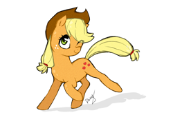 Size: 1200x800 | Tagged: safe, artist:va1ly, applejack, earth pony, pony, g4, cute, eye clipping through hair, female, jackabetes, mare, one eye closed, simple background, smiling, solo, transparent background, wink