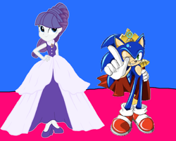 Size: 1172x942 | Tagged: safe, artist:sonicsuperstar1991, rarity, hedgehog, human, equestria girls, g4, 1000 hours in ms paint, clothes, crossover, crown, dress, element of generosity, high heels, jewelry, male, prince sonic, princess rarity, regalia, sega, shoes, sonic the hedgehog, sonic the hedgehog (series)