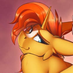 Size: 400x400 | Tagged: safe, artist:sugarlesspaints, sunburst, unicorn, anthro, art pack:valencuck'd day pack, g4, cropped, looking back, male, smiling