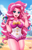 Size: 800x1237 | Tagged: safe, artist:racoonsan, color edit, edit, editor:drakeyc, pinkie pie, equestria girls, g4, my little pony equestria girls: better together, too hot to handle, adorasexy, anime, beach, beach babe, beautiful, bow swimsuit, breasts, busty pinkie pie, clothes, colored, curvy, cute, diapinkes, female, frilled swimsuit, geode of sugar bombs, jewelry, looking at you, magical geodes, nail polish, necklace, one-piece swimsuit, open mouth, peace sign, pink swimsuit, pinkie pie swimsuit, ponk, sexy, skin color edit, smiling, snow cone, solo, standing, stupid sexy pinkie, swimsuit, thighs, tricolor swimsuit
