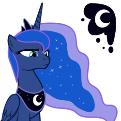 Size: 2449x2449 | Tagged: safe, artist:foxtail8000, princess luna, alicorn, pony, g4, the crystal empire, .svg available, crown, cutie mark, ethereal mane, female, frown, high res, inkscape, jewelry, luna is not amused, ponyscape, regalia, simple background, solo, transparent background, unamused, vector
