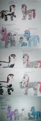 Size: 1607x4685 | Tagged: safe, artist:überreaktor, oc, oc:blackjack, oc:boo, oc:lacunae, oc:morning glory (project horizons), oc:p-21, oc:rampage, oc:scotch tape, alicorn, cyborg, earth pony, pegasus, pony, fallout equestria, fallout equestria: project horizons, armor, artificial alicorn, branded, clothes, comic, cowboy hat, cyber legs, cybernetic legs, dashite, dashite brand, enclave, enclave uniform, fanfic art, flinch, grenade, hat, horn, jumpsuit, level 2 (project horizons), measuring tape, offscreen action, oh crap, pipbuck, purple alicorn (fo:e), raider painspike armor, reaction, red stripes, scrunchy face, small horn, text, that escalated quickly, tools, traditional art, two toned mane, unexpected consequences, uniform, varying degrees of want, vault suit