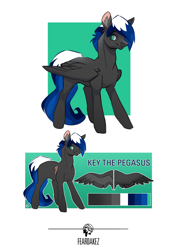 Size: 1060x1500 | Tagged: safe, artist:kez, oc, oc only, oc:key, pegasus, pony, reference sheet, solo