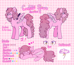 Size: 4000x3501 | Tagged: safe, artist:poofindi, oc, oc only, oc:confetti storm, pegasus, pony, reference sheet