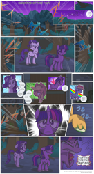 Size: 3300x6068 | Tagged: safe, artist:perfectblue97, applejack, rainbow dash, rarity, twilight sparkle, earth pony, pegasus, pony, unicorn, comic:shadows of the past, g4, comic, crying, tears of pain, unicorn twilight