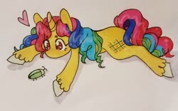 Size: 1280x801 | Tagged: safe, artist:ask-pinkie-polkadot-pie, tic tac toe (g1), pony, twinkle eyed pony, unicorn, g1, female, mare, solo, traditional art