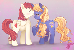 Size: 2000x1360 | Tagged: safe, artist:shubasami, oc, oc only, oc:forest feather, oc:starry dreams, pony, shipping