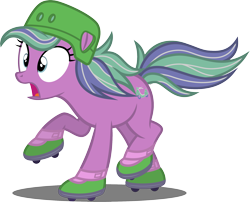 Size: 2153x1741 | Tagged: safe, artist:tsabak, scooter sprite, earth pony, pony, g3, g4, cap, female, g3 to g4, generation leap, hat, simple background, skates, solo, transparent background