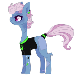 Size: 2500x2500 | Tagged: safe, artist:bublebee123, oc, oc only, oc:blue lightning (ice1517), pegasus, pony, icey-verse, alternate hairstyle, blank flank, clothes, commission, ear piercing, earring, female, freckles, high res, jewelry, magical lesbian spawn, mare, missing wing, offspring, parent:bluebonnet, parent:rolling thunder, parents:bluethunder, piercing, redesign, scar, shirt, simple background, solo, stitches, tattoo, transparent background