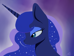 Size: 4000x3000 | Tagged: safe, artist:katyusha, princess luna, alicorn, pony, g4, ethereal mane, female, lineless, mare, princess, signature, solo