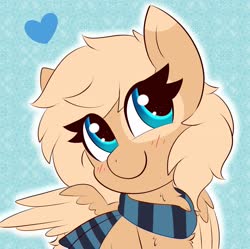 Size: 2839x2828 | Tagged: safe, artist:missjessiiee, artist:pegamutt, oc, oc only, oc:mirta whoowlms, pegasus, pony, clothes, heart, high res, scarf, solo