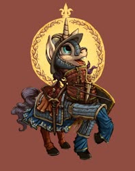 Size: 1280x1618 | Tagged: safe, artist:lordgood, pony, unicorn, armor, gambeson, helmet, sword, t shirt design, weapon