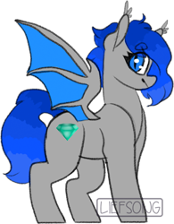 Size: 619x792 | Tagged: safe, artist:liefsong, oc, oc only, oc:aquamarine midnights, bat pony, pony, bat pony oc, bat wings, gradient mane, simple background, solo, wings