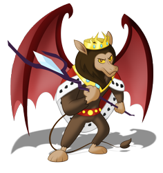 Size: 5494x5820 | Tagged: safe, artist:aleximusprime, scorpan, gargoyle, flurry heart's story, bat wings, belt, crown, jewelry, king, king scorpan, male, necklace, regalia, royalty, simple background, solo, staff, staff of sacanas, transparent background, wings