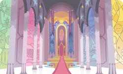 Size: 954x572 | Tagged: safe, gameloft, g4, my little pony: magic princess, background, carpet, indoors, no pony, stained glass, throne, throne room