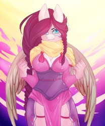 Size: 2500x3000 | Tagged: safe, artist:kyria, oc, oc only, oc:ondrea, pegasus, anthro, braided, clothes, cute, dress, female, high res, outfit, scarf, solo, tribal, wings