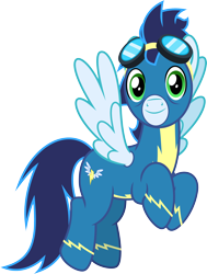 Size: 2270x3000 | Tagged: safe, artist:chainchomp2, soarin', pegasus, pony, g4, parental glideance, .svg available, alternate versions at source, clothes, flying, goggles, high res, looking at you, male, simple background, solo, stallion, transparent background, uniform, vector, wonderbolts uniform