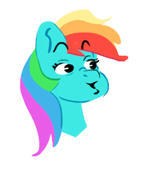 Size: 464x573 | Tagged: safe, artist:noofooba, rainbow dash, pony, g4, bust, cute, female, interested, oooooh, simple background, solo, transparent background