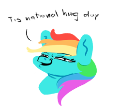 Size: 648x598 | Tagged: safe, artist:noofooba, rainbow dash, pony, g4, bust, cute, female, national hug day, simple background, solo, transparent background