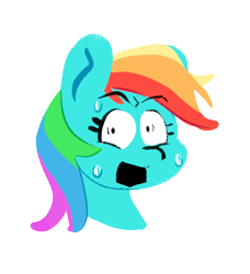 Size: 510x558 | Tagged: safe, artist:noofooba, rainbow dash, pony, g4, bust, female, simple background, solo, surprised, transparent background, worried