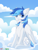 Size: 1454x1929 | Tagged: safe, artist:redchetgreen, oc, oc only, oc:rainy, pegasus, pony, cloud, looking at you, male, sitting, solo, wings