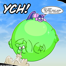 Size: 4000x4000 | Tagged: safe, artist:metalface069, twilight sparkle, pony, g4, air inflation, commission, inflation, spell, your character here