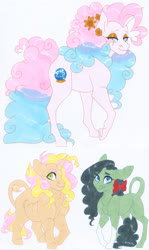 Size: 2550x4265 | Tagged: safe, artist:frozensoulpony, oc, oc:butter taffy, oc:kiwi keylime, oc:strawberry essence, earth pony, pony, unicorn, female, magical threesome spawn, male, mare, offspring, offspring's offspring, parent:cheese sandwich, parent:oc:hornswoggle, parent:oc:meadow lark, parent:oc:strawberry essence, parent:party favor, parent:pinkie pie, parents:oc x oc, parents:partycheesepie, stallion, traditional art