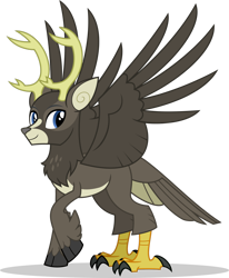 Size: 1024x1245 | Tagged: safe, artist:mlp-trailgrazer, oc, oc only, oc:peregrin, deer, original species, peryton, male, simple background, solo, transparent background, vector