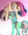 Size: 5048x6128 | Tagged: safe, artist:php102, bon bon, lyra heartstrings, sweetie drops, earth pony, pony, unicorn, g4, absurd resolution, adorabon, butt, carrying, cute, featureless crotch, female, floating, glowing horn, gradient background, horn, lesbian, levitation, lidded eyes, looking at each other, lyrabetes, magic, mare, plot, ship:lyrabon, shipping, telekinesis