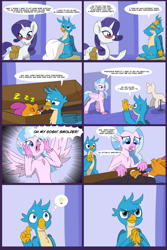 Size: 6000x9000 | Tagged: safe, artist:chedx, gallus, rarity, silverstream, smolder, classical hippogriff, dragon, griffon, hippogriff, pony, comic:detention with rarity, g4, absurd resolution, bag, casket, comic, crying, fake death, playing dead, plotting, pure unfiltered evil, saddle bag, scheming, sleeping, this will end in tears, this will not end well