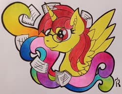 Size: 3783x2920 | Tagged: safe, artist:dawn-designs-art, oc, oc only, oc:talicorn, alicorn, pony, abstract, bust, high res, pencil drawing, photo, portrait, solo, traditional art