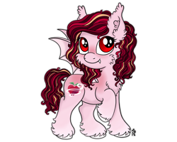 Size: 1280x1024 | Tagged: safe, artist:dawn-designs-art, oc, oc only, oc:strawberry-heartrose, bat pony, pony, bat pony oc, bat wings, pink coat, simple background, solo, transparent background, wings