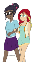 Size: 1280x2333 | Tagged: safe, artist:cadenreigns, sci-twi, sunset shimmer, twilight sparkle, human, equestria girls, g4, dark skin, duo, female, human coloration, humanized, lesbian, natural hair color, ship:sci-twishimmer, ship:sunsetsparkle, shipping