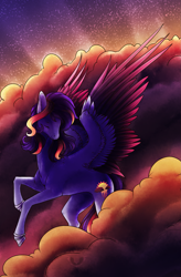 Size: 1629x2480 | Tagged: safe, artist:oneiria-fylakas, oc, oc only, oc:sun shower, pegasus, pony, cloud, female, mare, solo