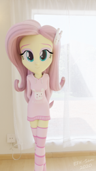 Size: 1080x1920 | Tagged: safe, artist:efk-san, fluttershy, equestria girls, g4, 3d, clothes, cute, female, kneesocks, looking at you, shyabetes, socks, solo, sweater