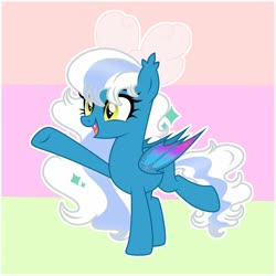 Size: 1024x1024 | Tagged: safe, artist:riofluttershy, oc, oc only, oc:fleurbelle, bat pony, pony, adorabelle, bat pony oc, bat wings, bow, cute, female, hair bow, mare, solo, species swap, wings, yellow eyes