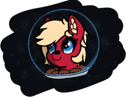 Size: 618x478 | Tagged: safe, artist:the_laundry, oc, oc only, oc:cherry soda(the_laundry), oc:spacehorse, pony, astronaut, bust, cute, helmet, simple background, solo, space, spacesuit, transparent background