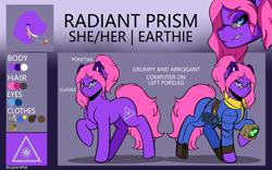 Size: 8000x5000 | Tagged: safe, artist:cyberafter, oc, oc only, oc:radiant prism, pony, fallout equestria, commission, reference sheet, solo