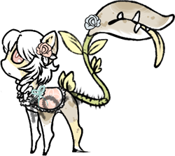Size: 371x332 | Tagged: safe, artist:ao-i, oc, oc only, monster pony, original species, piranha plant pony, plant pony, augmented tail, fangs, flower, flower in hair, plant, simple background, solo, tongue out, white background