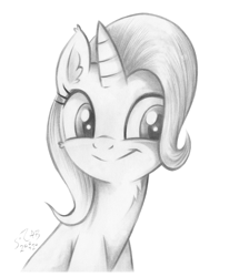 Size: 2103x2346 | Tagged: safe, artist:fladdrarblyg, trixie, pony, unicorn, g4, black and white, cute, diatrixes, female, grayscale, high res, mare, monochrome, pencil drawing, sitting, smiling, solo, traditional art