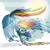 Size: 1280x1280 | Tagged: safe, artist:kittheredkitsune, rainbow dash, pegasus, pony, g4, cheek fluff, cloud, crepuscular rays, deviantart watermark, ear fluff, feather, female, leg fluff, mare, obtrusive watermark, on a cloud, rainbow, sky, smiling, solo, sun, watermark