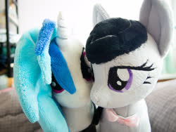 Size: 4032x3024 | Tagged: safe, artist:epicrainbowcrafts, dj pon-3, octavia melody, vinyl scratch, earth pony, pony, unicorn, g4, irl, looking at each other, photo, plushie