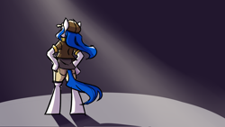 Size: 3840x2160 | Tagged: safe, artist:spheedc, oc, oc only, oc:light chaser, earth pony, semi-anthro, arm hooves, bipedal, clothes, digital art, female, high res, mare, simple background, solo, spotlight, windswept mane