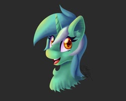 Size: 1280x1024 | Tagged: safe, artist:thedamneddarklyfox, lyra heartstrings, pony, unicorn, g4, bust, female, head, portrait, simple background, smiling, solo